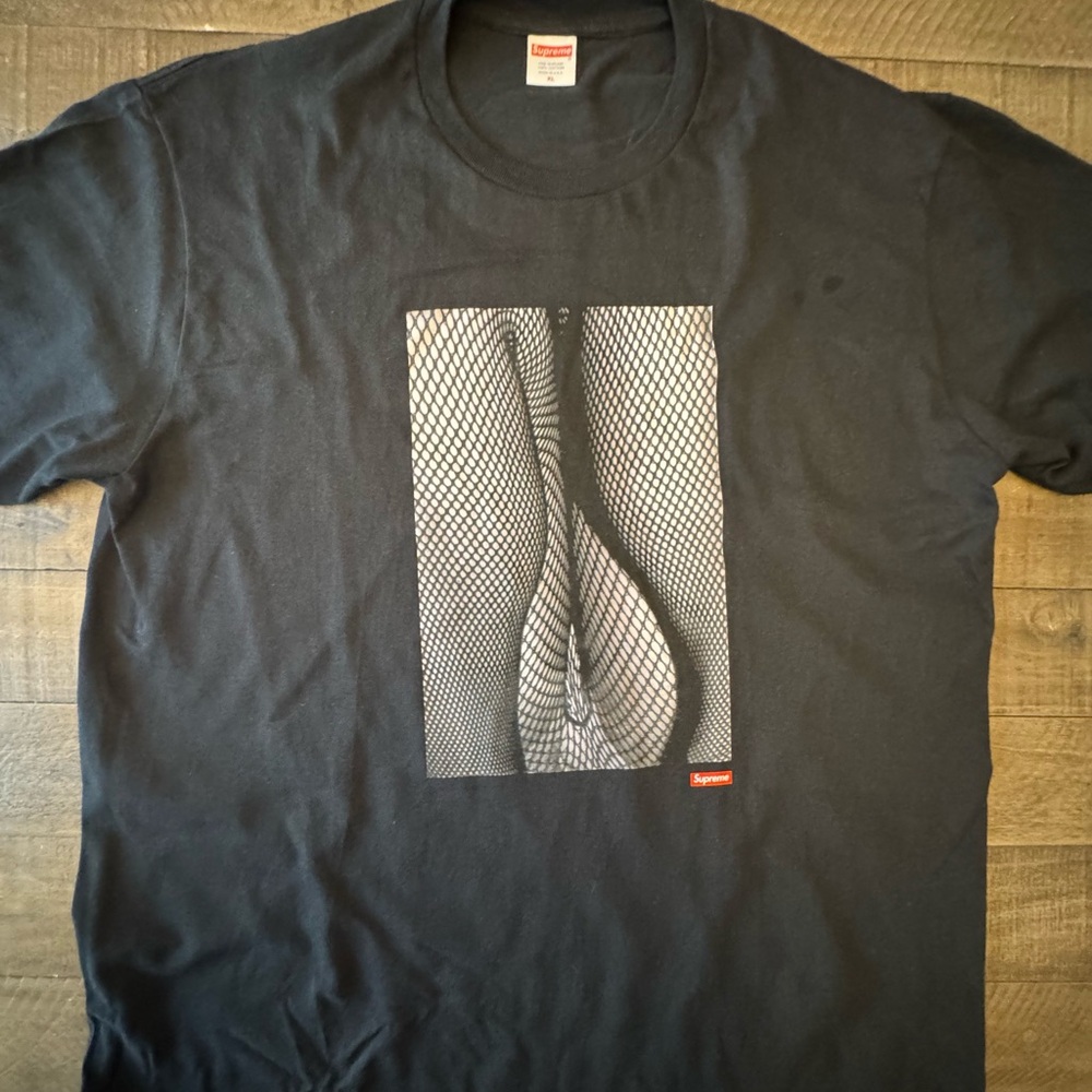 Supreme Black Tee with Fishnet Graphic